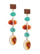 Melissa Joy Manning 14kt Yellow Gold Agate & Turquoise E=earrings -