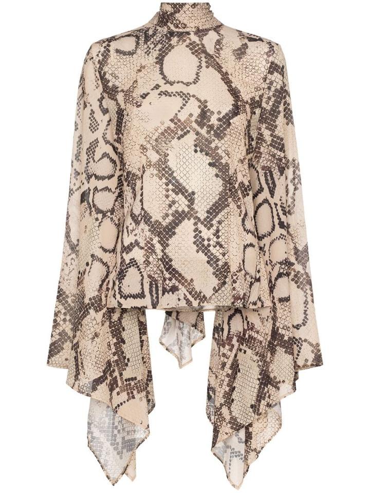 Solace London Ali Snakeskin-print Blouse - Brown