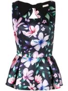 Marchesa Notte Floral Top - Black