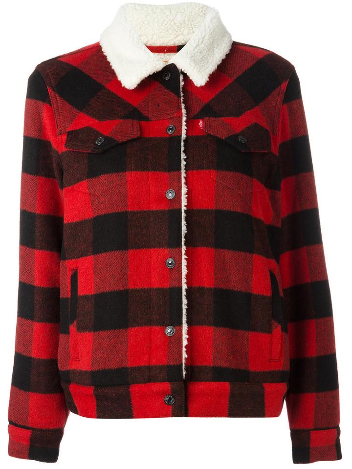 Levi's Checked Jacket, Women's, Size: Large, Red, Polyester/wool