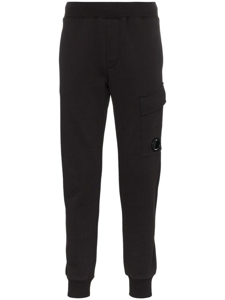 Cp Company Logo Cargo Pocket Track Trousers - Black