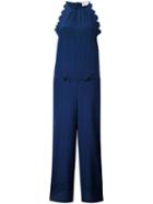 Red Valentino - Scallop Jumpsuit - Women - Silk - 40, Women's, Blue, Silk
