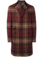 Etro Tartan Single Breasted Coat, Men's, Size: 48, Red, Cotton/polyamide/spandex/elastane/calf Hair