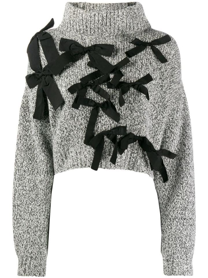 Brognano Bow-embellished Cropped Jumper - Grey