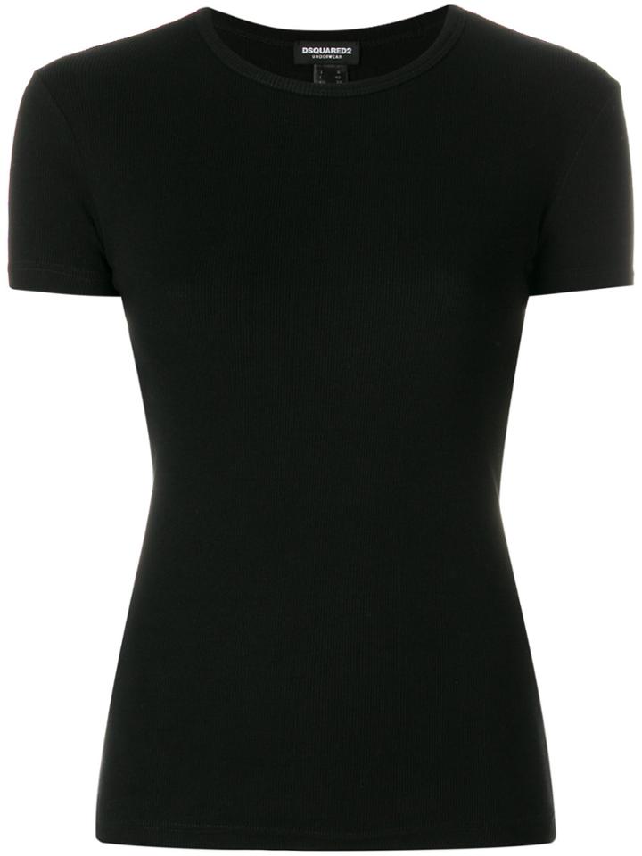 Dsquared2 Logo Detail Rib Knit T-shirt - Black