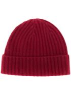 N.peal Chunky Ribbed Cashmere Beanie - Red