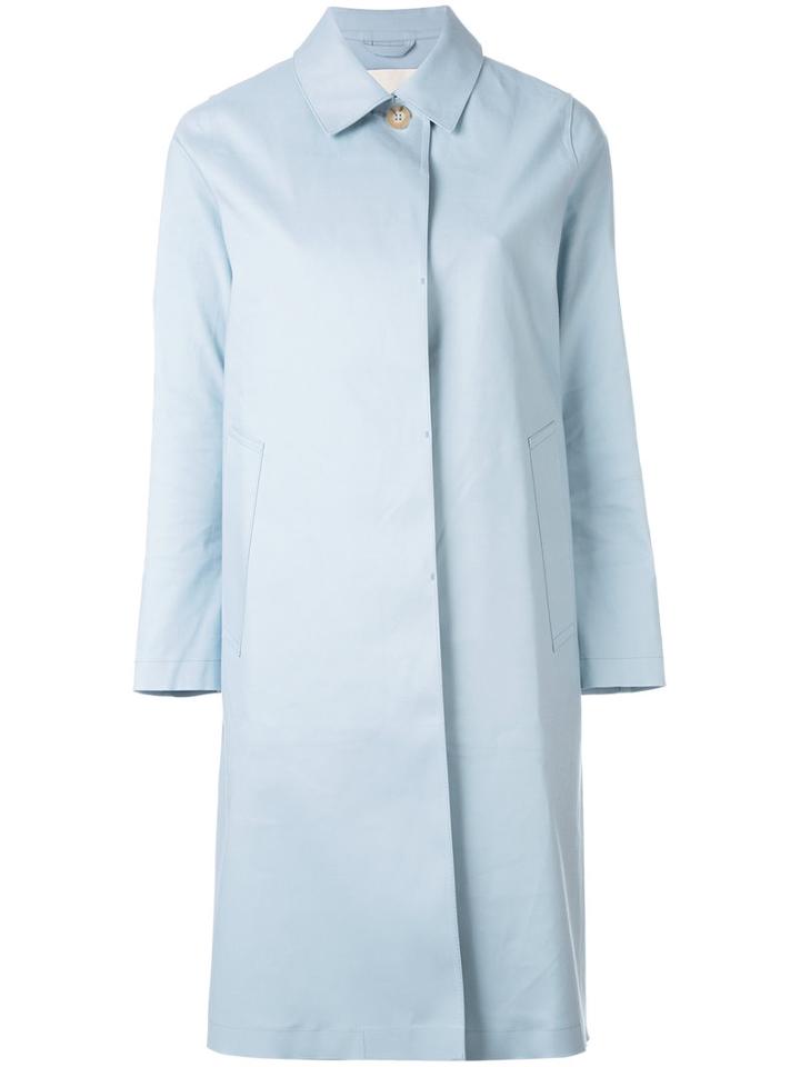 Mackintosh Belted Trench Coat, Women's, Size: 36, Blue, Cotton