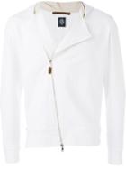 Eleventy Off-centre Zipped Hoodie, Men's, Size: Xl, White, Cotton/spandex/elastane