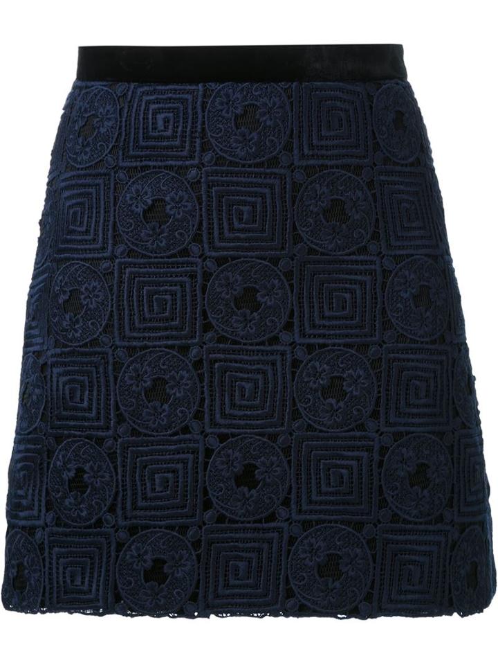 Manning Cartell Square Limits Mini Skirt, Women's, Size: 8, Blue, Polyester