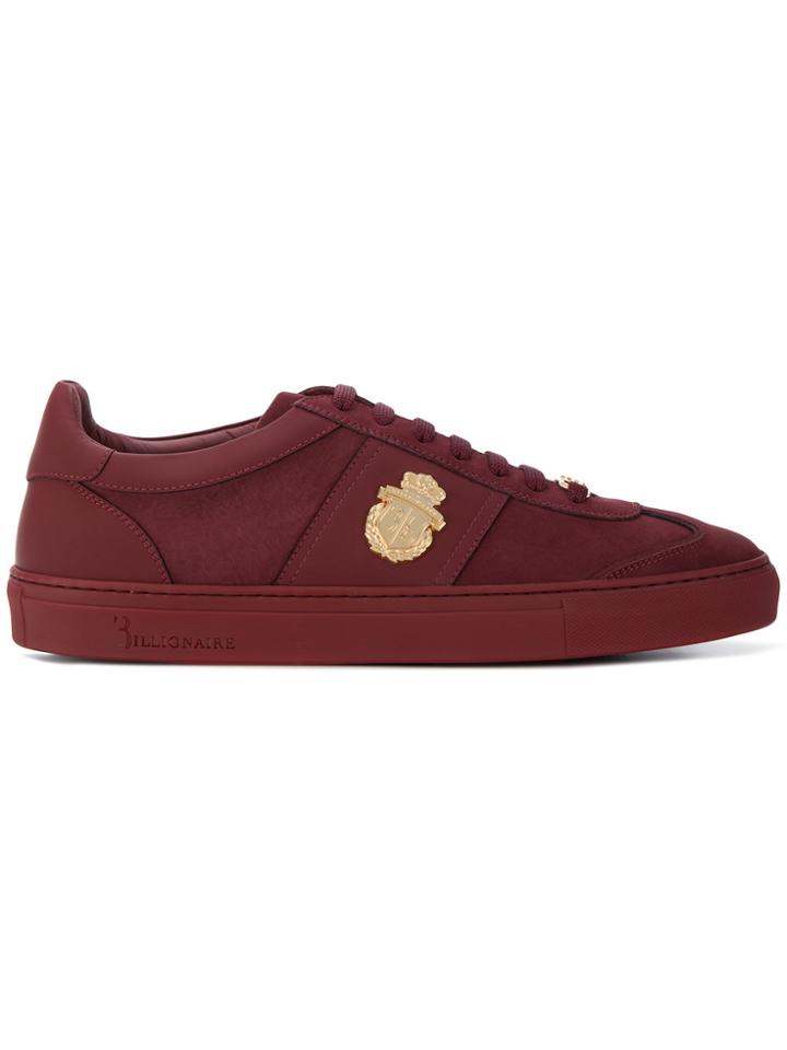 Billionaire Logo Plaque Sneakers - Red