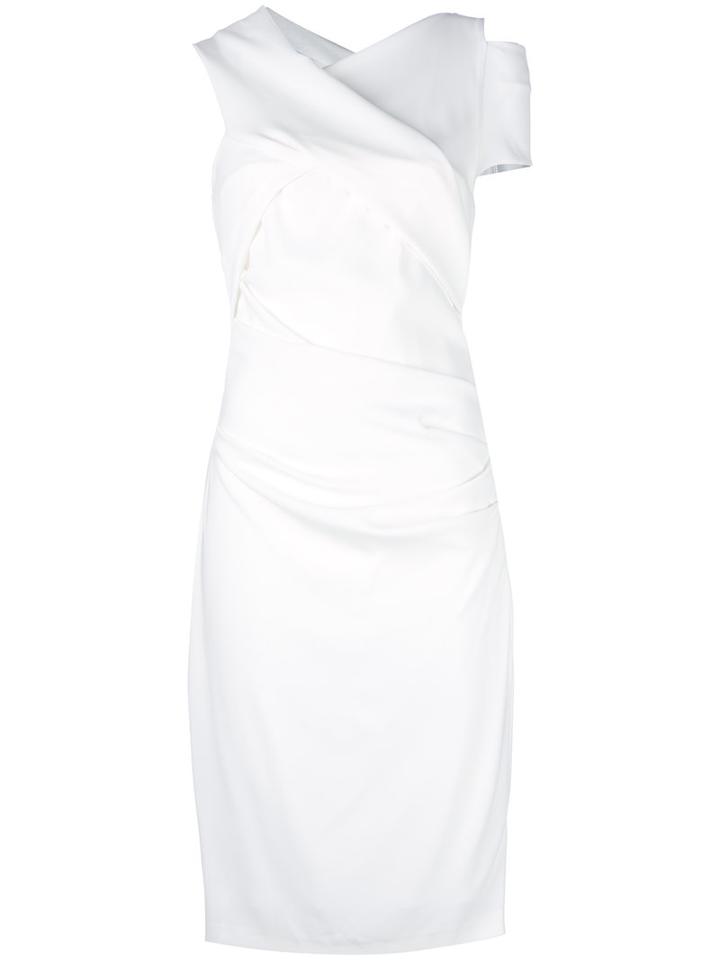 Talbot Runhof Asymmetric Dress, Women's, Size: 34, White, Polyester/triacetate