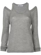 T By Alexander Wang Cut Out Detail Knitted Top - Grey