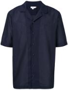 Sunspel Camp Collar Short Sleeve Shirt - Blue