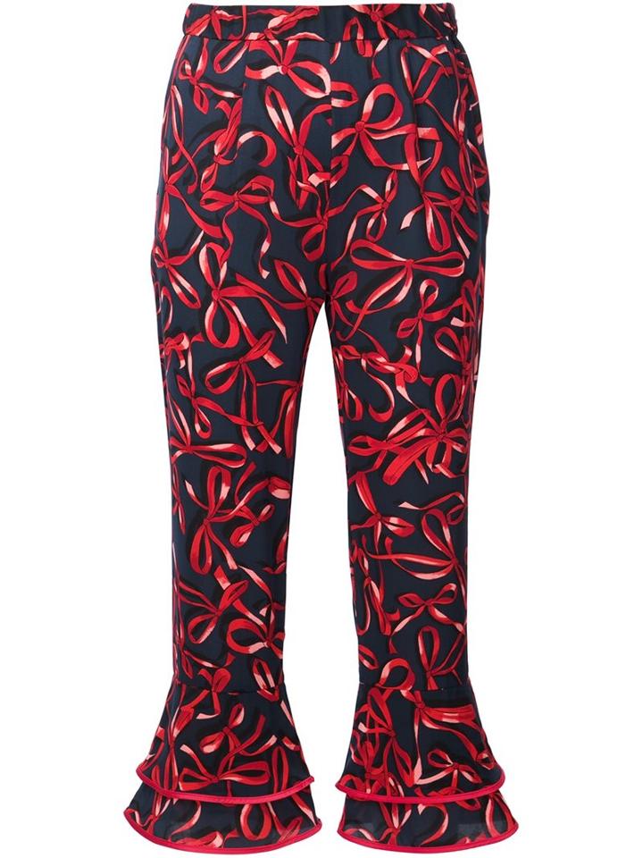 Piamita Bow Print Cropped Trousers
