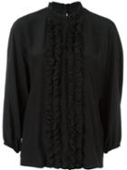 Dolce & Gabbana Frill Placket Blouse, Women's, Size: 42, Black, Silk