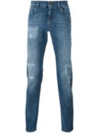 Dolce & Gabbana Distressed Skinny Jeans, Men's, Size: 50, Blue, Cotton/spandex/elastane