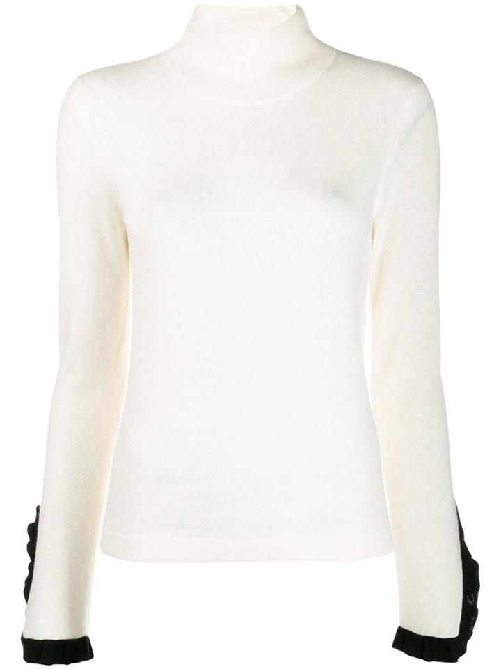 Temperley London Pleated Cuff Turtleneck Sweater - Neutrals