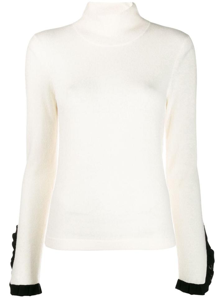 Temperley London Pleated Cuff Turtleneck Sweater - Neutrals