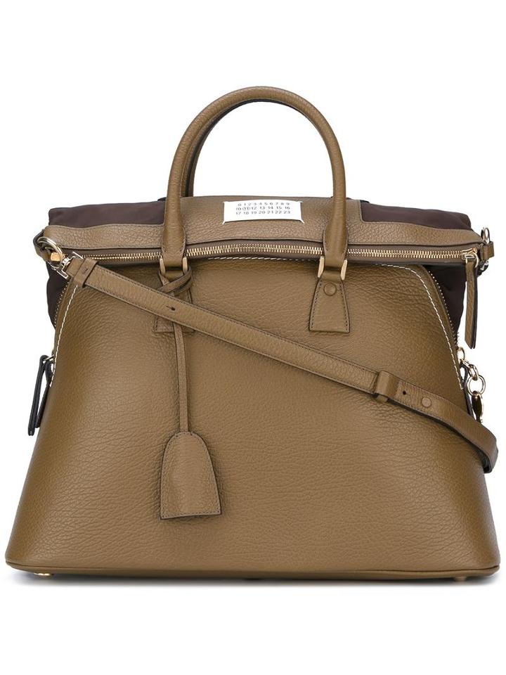 Maison Margiela Large '5ac' Shoulder Bag, Women's, Brown, Calf Leather/polyester/cotton