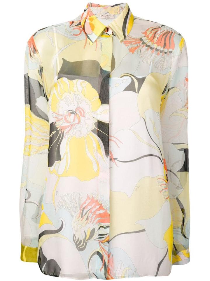 Emilio Pucci Mirabilis Print Silk-chiffon Shirt - Yellow