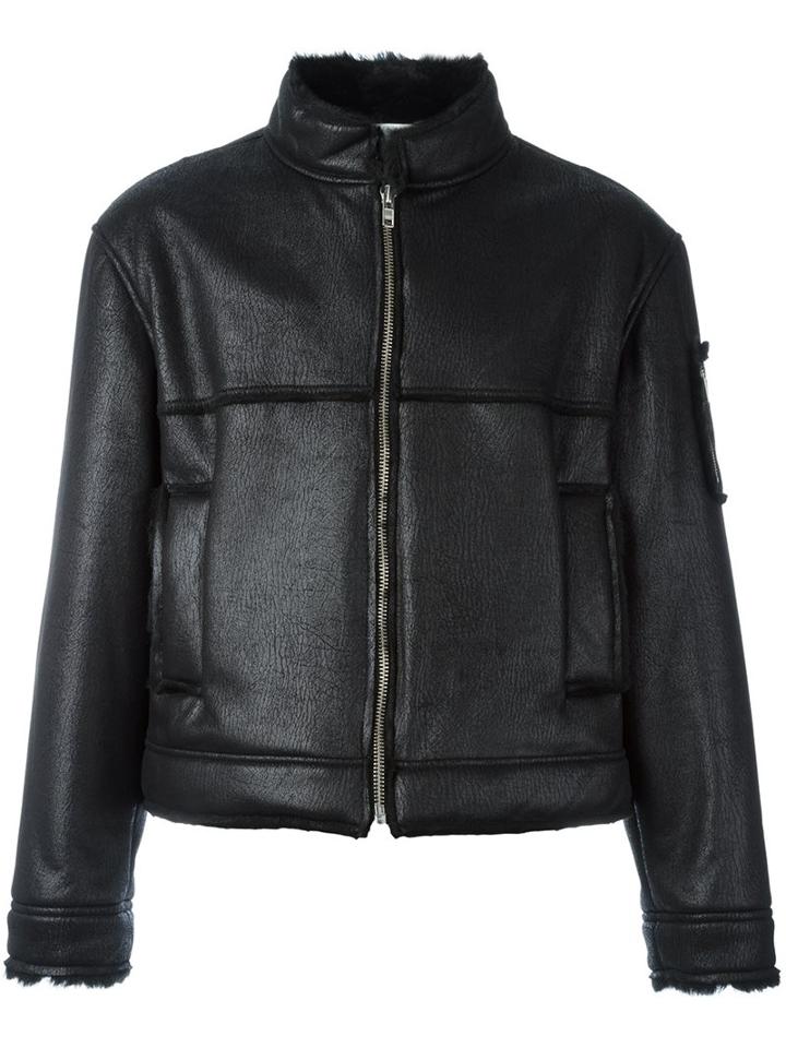Gosha Rubchinskiy Short Shearling Coat, Men's, Size: Medium, Black, Acrylic/polyester