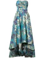Marchesa Notte Floral Brocade Gown - Blue