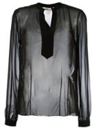 Diane Von Furstenberg - Polka Dots Sheer Shirt - Women - Silk - 10, Black, Silk