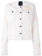 Night Market - Floral Denim Jacket - Women - Cotton/silk - One Size, White, Cotton/silk