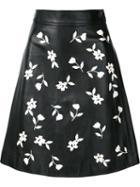 Carolina Herrera Enameled Jasmine A-line Skirt, Women's, Size: 8, Black, Cupro/leather