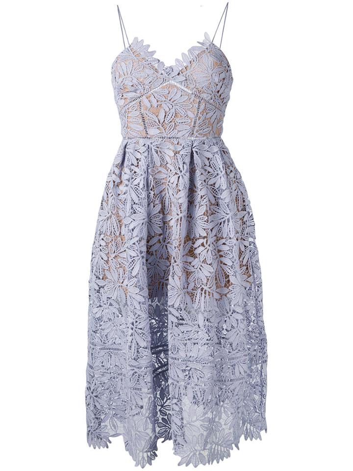 Self-portrait Embroidered Dress - Pink & Purple