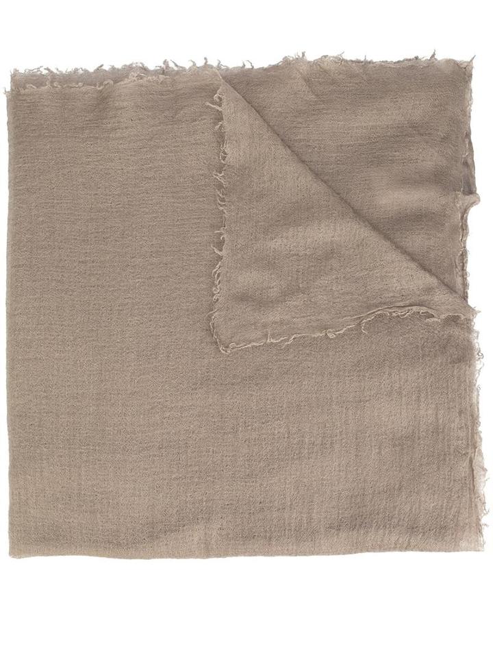 Rick Owens Raw Edge Scarf, Women's, Grey, Silk/cashmere