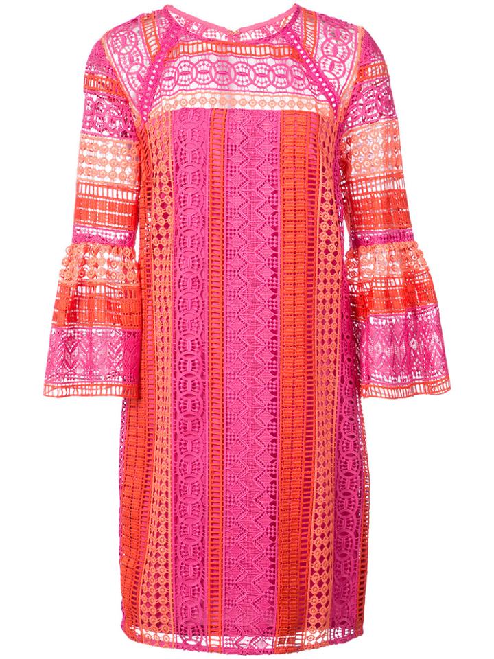Trina Turk Crochet Layered Stripe Dress - Yellow & Orange
