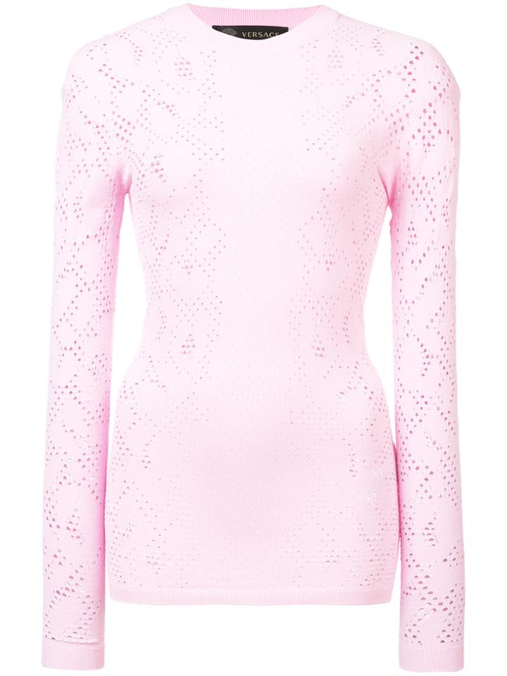 Versace Pointelle Stretch-knit Top - Pink & Purple