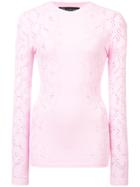 Versace Pointelle Stretch-knit Top - Pink & Purple