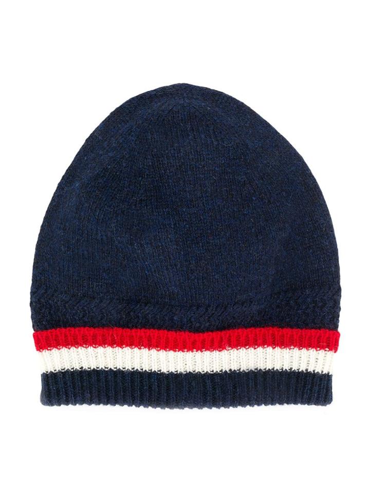 Thom Browne Tricolour Trim Beanie - Blue
