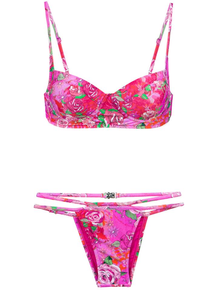 Amir Slama Rose Print Bikini Set - Unavailable