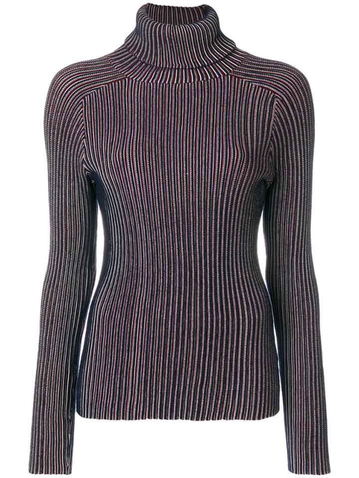 Carven Roll Neck Ribbed Top - Blue