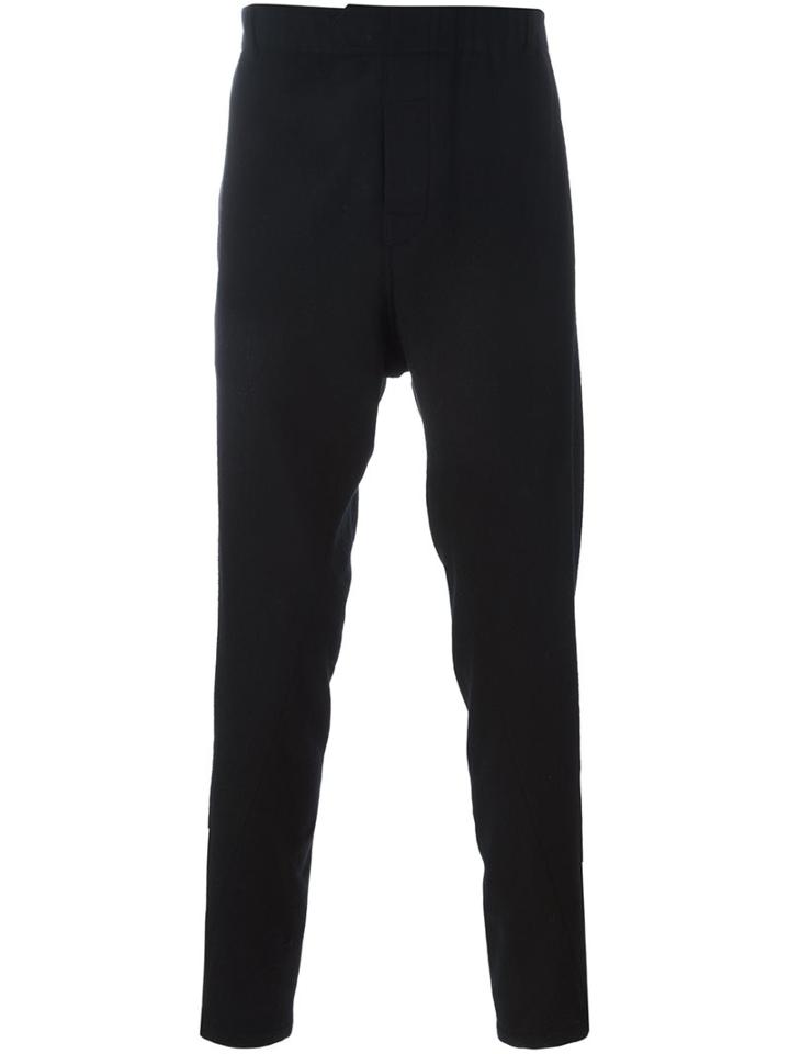 Ann Demeulemeester Blanche Drop Crotch Pants, Men's, Size: Medium, Black, Cashmere/virgin Wool