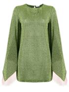 Attico Feathered Sleeve Knitted Dress - Green
