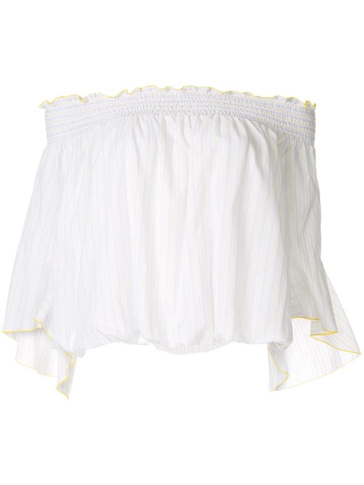 Ports Pure Striped Off-shoulder Blouse - White