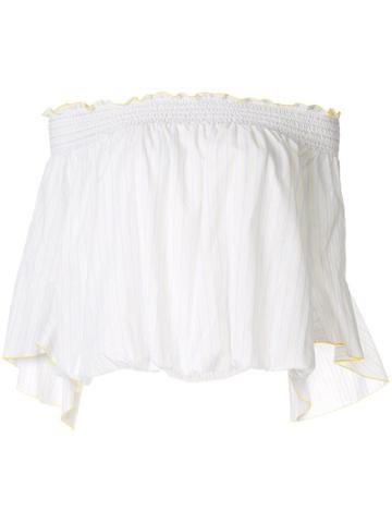 Ports Pure Striped Off-shoulder Blouse - White