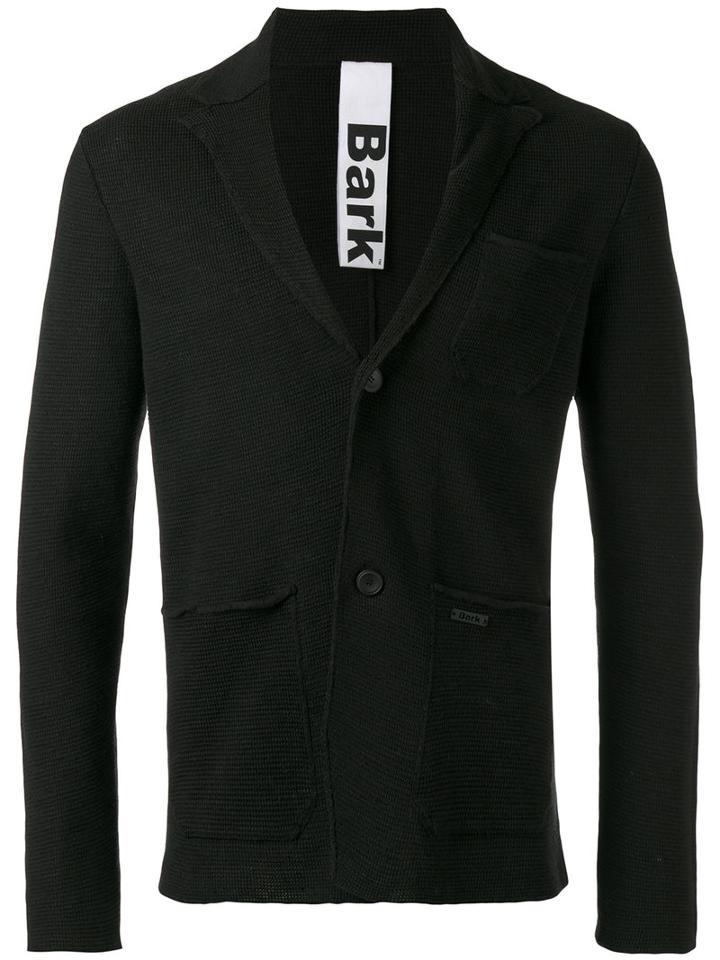 Bark Patch Pockets Knitted Blazer, Men's, Size: Medium, Black, Linen/flax/polyester