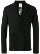 Bark Patch Pockets Knitted Blazer, Men's, Size: Medium, Black, Linen/flax/polyester