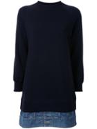 Miharayasuhiro Three-quarter Sleeved Sweatshirt, Women's, Size: 36, Blue, Cotton