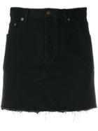 Saint Laurent Raw Hem Denim Skirt - Black