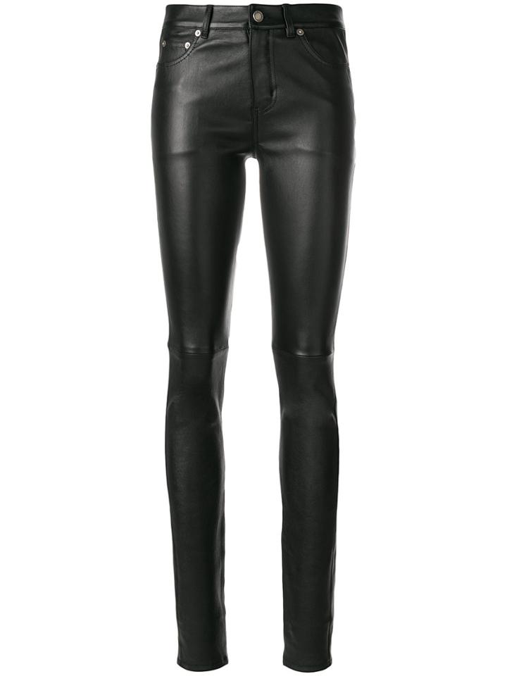 Saint Laurent Skinny Leather Trousers - Black