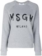 Msgm - Logo Print Sweatshirt - Women - Cotton/viscose - M, Grey, Cotton/viscose