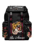 Gucci Black Tiger Embroidered Backpack