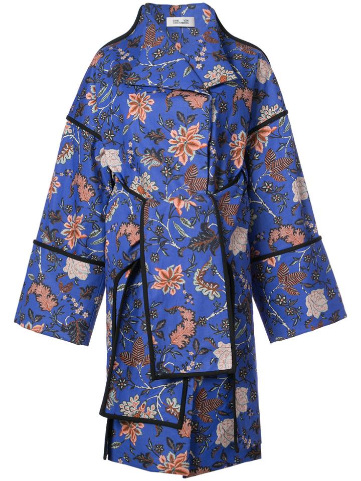Dvf Diane Von Furstenberg Contrast Piping Oversized Coat - Blue