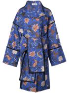 Dvf Diane Von Furstenberg Contrast Piping Oversized Coat - Blue